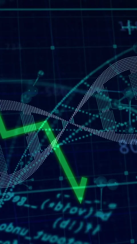 Processing scientific data, DNA strand and binary coding animation in lab 動画素材 319617123