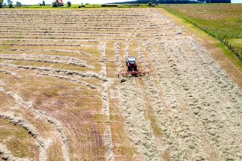 Processing silage with tractor Stock Photos