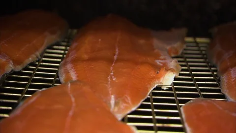 Processing a smoked salmon 스톡 동영상 86258782
