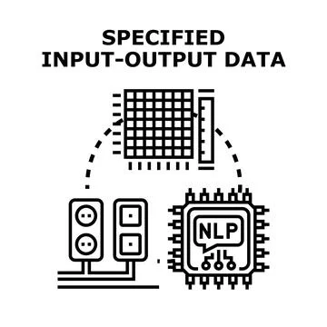 Processing specified input output data for analysis Illustrazione stock