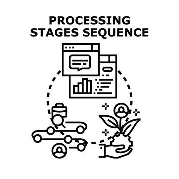 Processing stages sequence workflow progress icon set イラスト素材