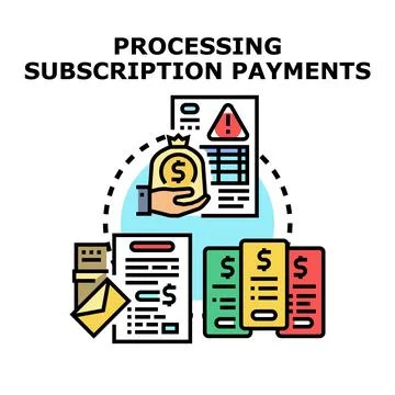 Processing subscription payments vector concept illustration Stock Illustration