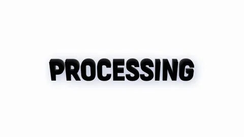 Processing text word animation with vertically rotating motion screen video Stock Footage 313548437