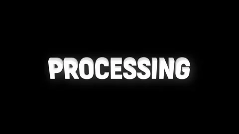 Processing text word animation with vertically rotating motion screen video Stock Footage 313548446
