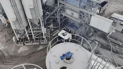 Processing tower and truck loaded with asphalt at quarry Stock Footage 237027592