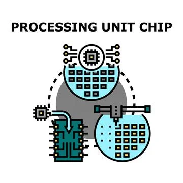 Processing unit chip manufacturing engineering concept Stock Illustration