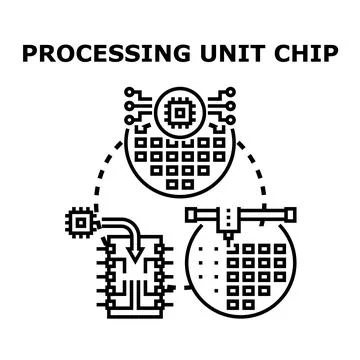 Processing unit chip manufacturing engineering concept Stock Illustration