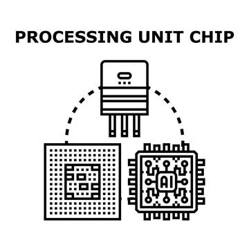 Processing unit chips as computer hardware components Stockillustratie