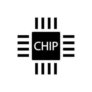 Processing unit symbol - Computer chip or microchip icon isolated on white .. Stock Illustration