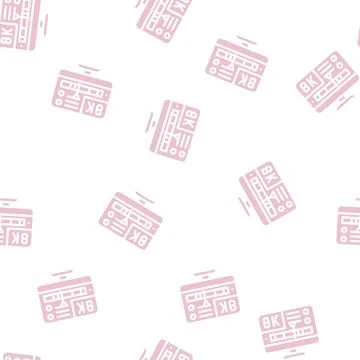 Processing video quality glyph vector seamless pattern Illustrazione stock