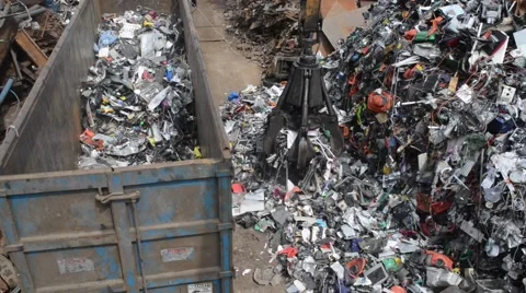 Processing waste electrical and electronic goods at scrapyard Stock Footage 51671047