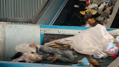 Processing of waste, garbage. Urban landfill. Sorting. Stock Footage 82087009