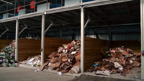 Processing of waste, garbage. Urban landfill. Sorting. Stock Footage 82087771