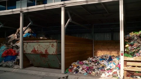 Processing of waste, garbage. Urban landfill. Sorting. Stock Footage 82087778