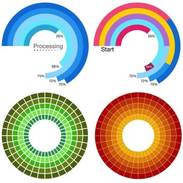 Processing wheel chart set 스톡 일러스트