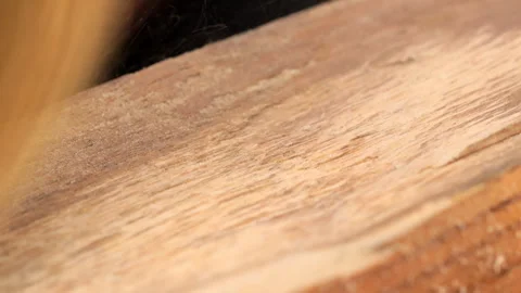 Processing wood with a metal rotating brush Stock Footage 276648383