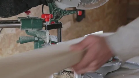 Processing of wood in workshop Stock Footage 79519211