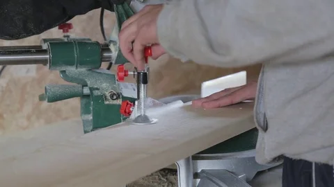 Processing of wood in workshop Stock Footage 79519438