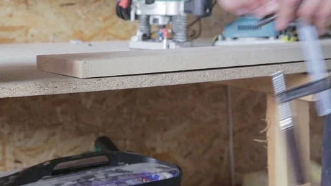 Processing of wood in workshop Stock Footage 79520818