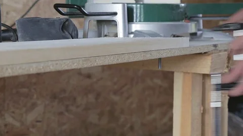 Processing of wood in workshop Stock Footage 79521209