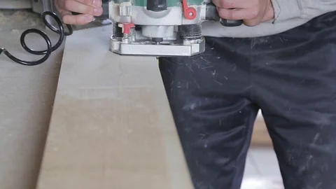 Processing of wood in workshop Stock Footage 79521535