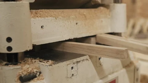 Processing of wooden bar on special machine woodworking Video stock 145475487