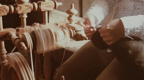 Processing Wool into Yarn Stock Footage 56620064