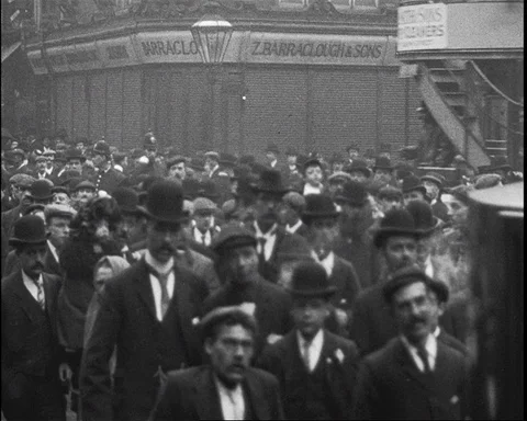 Procession celebrating coronation of Edward VII in Leeds, UK 1902 Stock Footage 136821286
