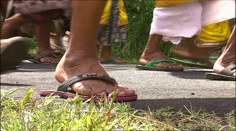 Procession of flip-flops Stock Footage 10844003