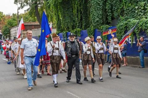 Procession of German diaspora in Dnipro Stock Photos