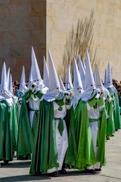 Procession of Holy Week on Good Thursday morning in Zamora Stock Photos