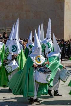 Procession of Holy Week on Good Thursday morning in Zamora Stock Photos