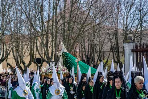 Procession of Holy Week on Good Thursday morning in Zamora Stock Photos