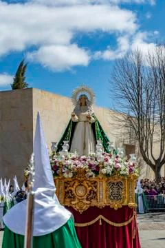 Procession of Holy Week on Good Thursday morning in Zamora Stock Photos
