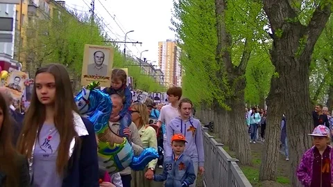 Procession Immortal regiment Video number 1 Stock Footage 107722854