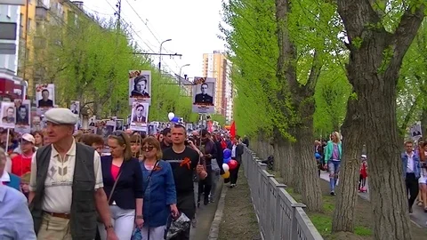 Procession Immortal regiment Video number 2 Stock Footage 107725718
