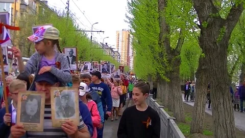 Procession Immortal regiment Video number 4 Stock Footage 107725726