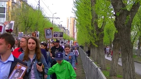 Procession Immortal regiment Video number 5 Stock Footage 107725785