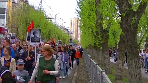 Procession Immortal regiment Video number 9 Stock Footage 107727283