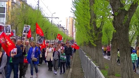Procession Immortal regiment Video number 8 Stock Footage 107727293