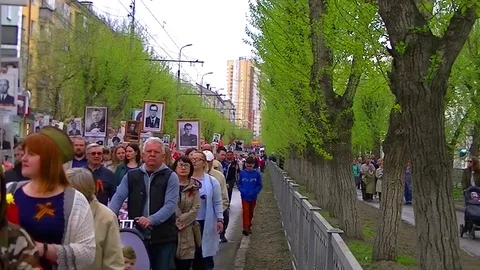 Procession Immortal regiment Video number 7 Stock Footage 107727307