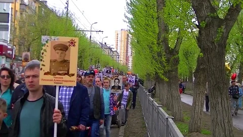 Procession Immortal regiment Video number 6 Stock Footage 107732701