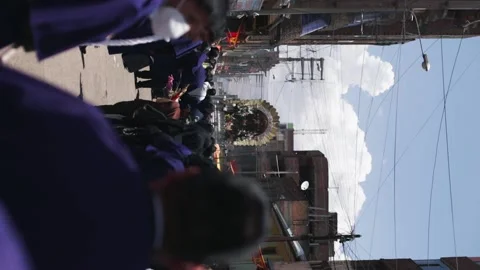 Procession of the lord of the miracles in Peru. Stock Footage 219421878