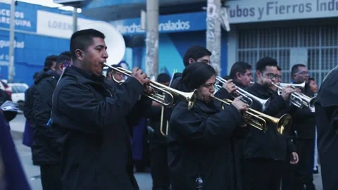Procession of the lord of the miracles in Peru. Stock Footage 219447688
