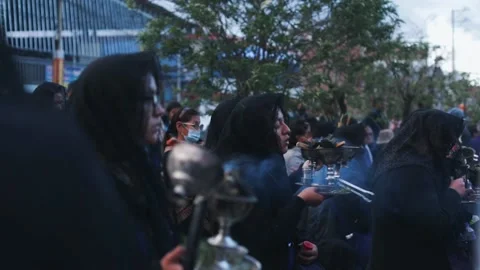 Procession of the lord of the miracles in Peru. Stock Footage 219447838