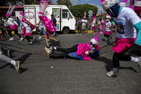 Procession of 'Los Encadenados' in Nicaragua, Masatepe - 14 Apr 2022 Stock Photos
