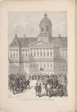 Procession for the palace on Dam Square, 1874; Patch the procession past t... Stock Photos