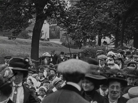 Procession of people celebrating the coronation of King George V, UK 1911 Video stock 136675673