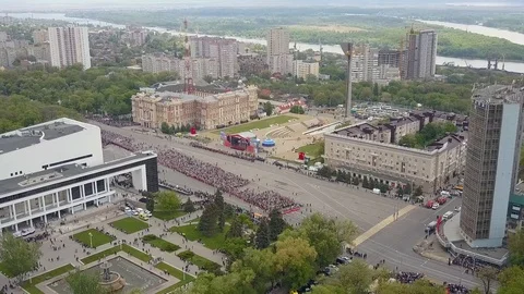 The procession of people on May 9 on the day of victory. Immortal regiment Stock Footage 104156804