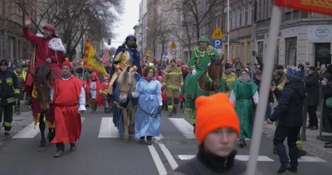 The Procession of the Three Kings is a Catholic holiday Video stock 229470842